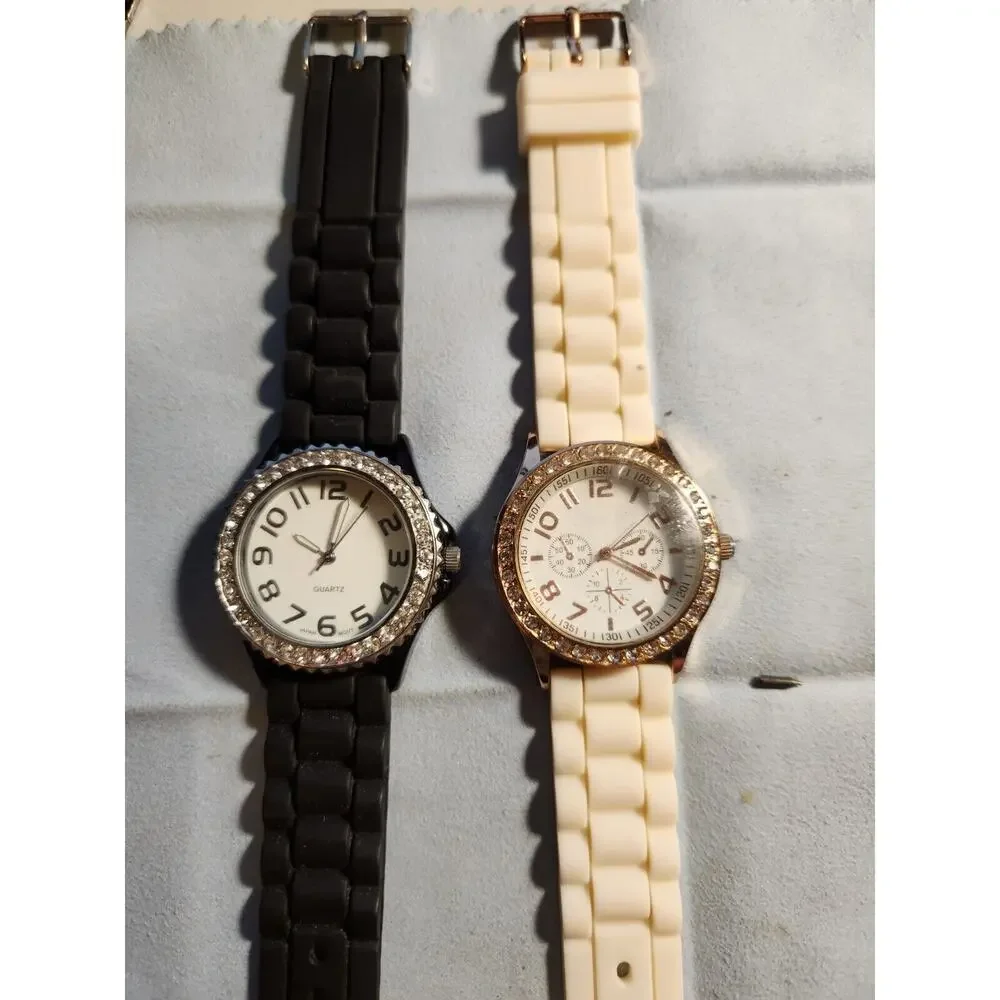 Darice Silver Crystals White Sport Ladies Stainless Includes both Working